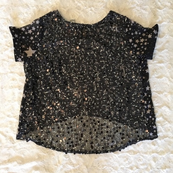 American Rag Black Star Sequin Back Blouse Sz S NWOT - Picture 4 of 7